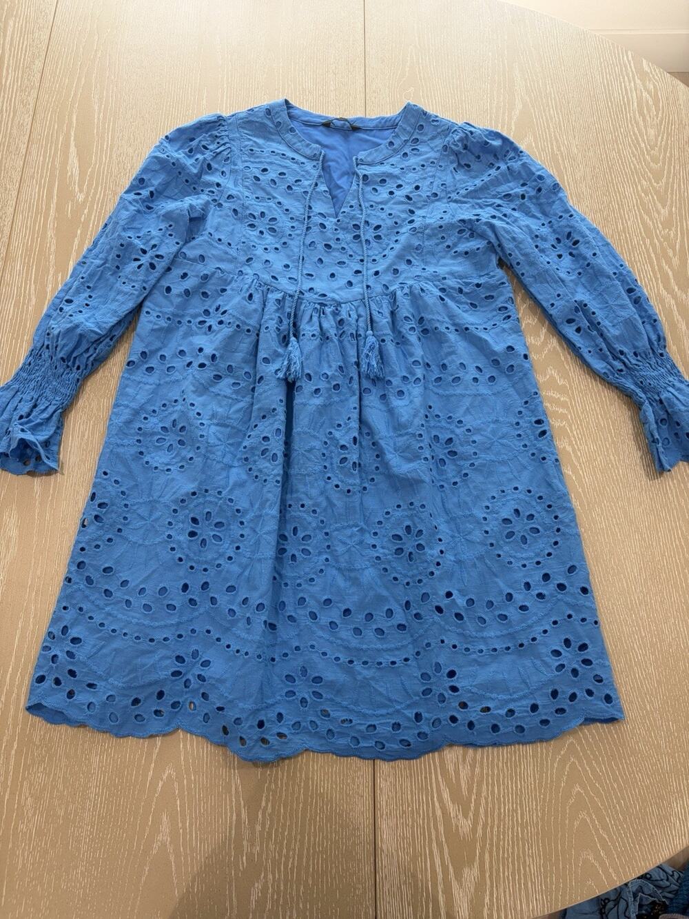 Dokotoo Long Sleeve Blue Dress Women’s Size Medium Tassel Ties